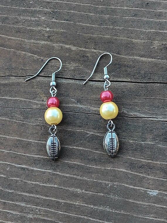Handmade Kansas City Chiefs Inspired Football Earrings: NFL Gift