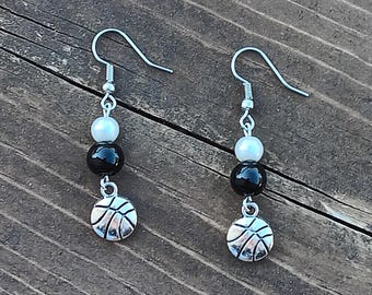 Handmade San Antonio Spurs / Brooklyn Nets Inspired Basketball Earrings:  Team Swag