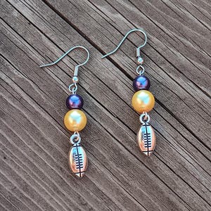 Handmade Minnesota Vikings inspired Football Earrings