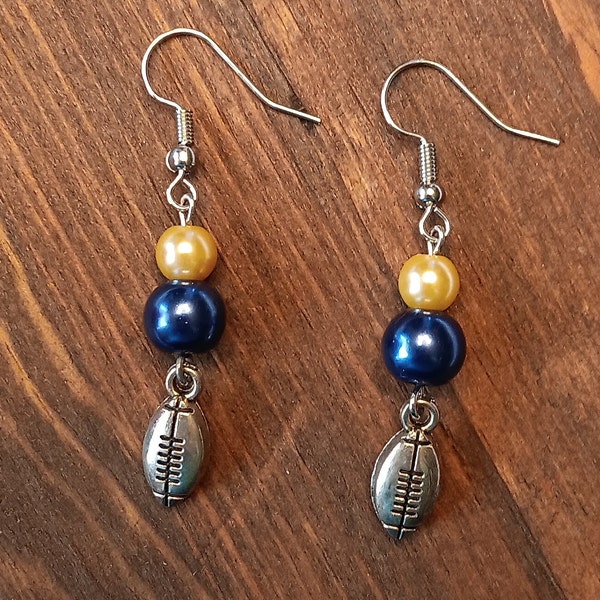 Handmade in the USA Los Angeles Chargers LA Rams Football Earrings, football gifts, nfl gifts, women's football, nfl earrings, football swag