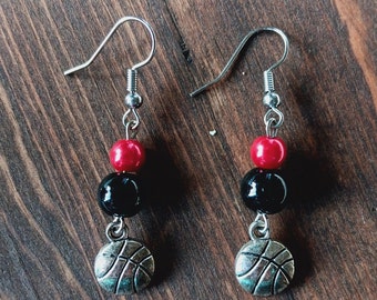 Miami Heat / Chicago Bulls basketball earrings, nba earrings, basketball earrings, basketball swag, basketball wives earrings