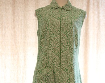 Vintage green paisley sheath dress