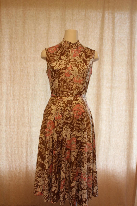 Vintage Brown and Pink Floral Dress - Etsy Israel