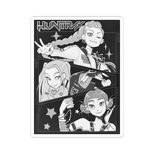 Huntrix Stickers, Kpop Demon Hunters Sticker Pack, Rumi, Zoey, Mira, Manga Style, Peel and Stick Decor, Laptop Decals, Waterproof, Anime