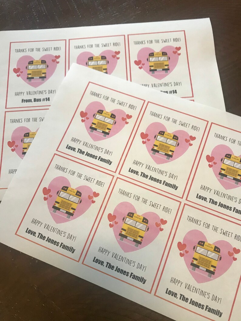 DIGITAL Printable School Bus Valentine Instant Download PDF - Etsy