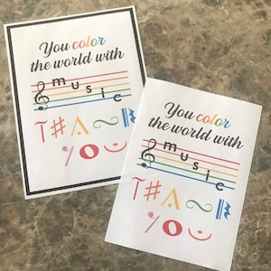 Etiqueta DIGITAL colorida para impressão de agradecimento do professor de música Cor arco-íris Piano Orquestra Banda Aluno Notas musicais Download instantâneo do arquivo PDF
