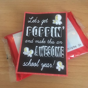 DIGITAL Back to School Popcorn Gift Instant Download Pdf file PTA Teacher Gift Student Bus Driver Schoolbus Treat pop corn popping image 1