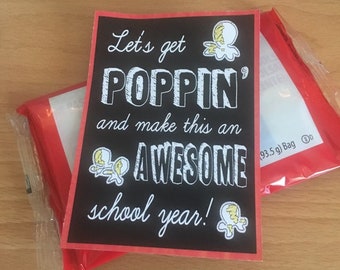 DIGITAL Back to School Popcorn Gift Instant Download Pdf file PTA Teacher Gift Student Bus Driver Schoolbus Treat pop corn popping