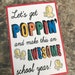 DIGITAL Back to School Popcorn Gift Instant Download Pdf File PTA ...