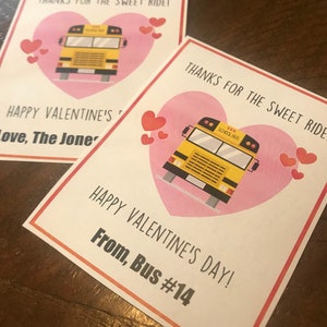 DIGITAL Printable School Bus Valentine Instant Download PDF File Bus ...