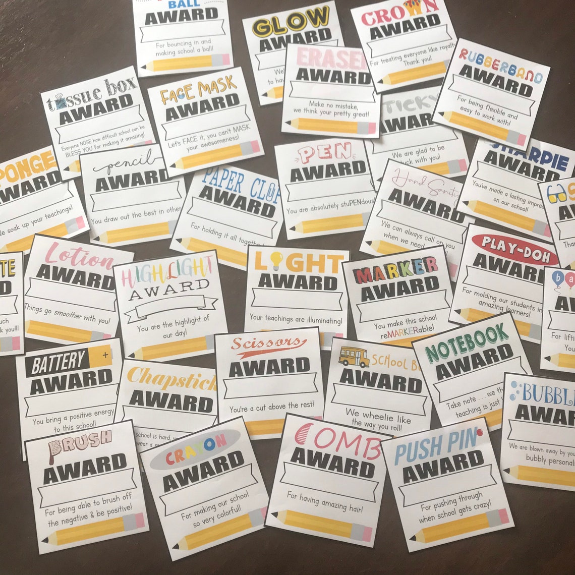 Printable DIGITAL Pdf Files Staff School Non Food Awards - Etsy