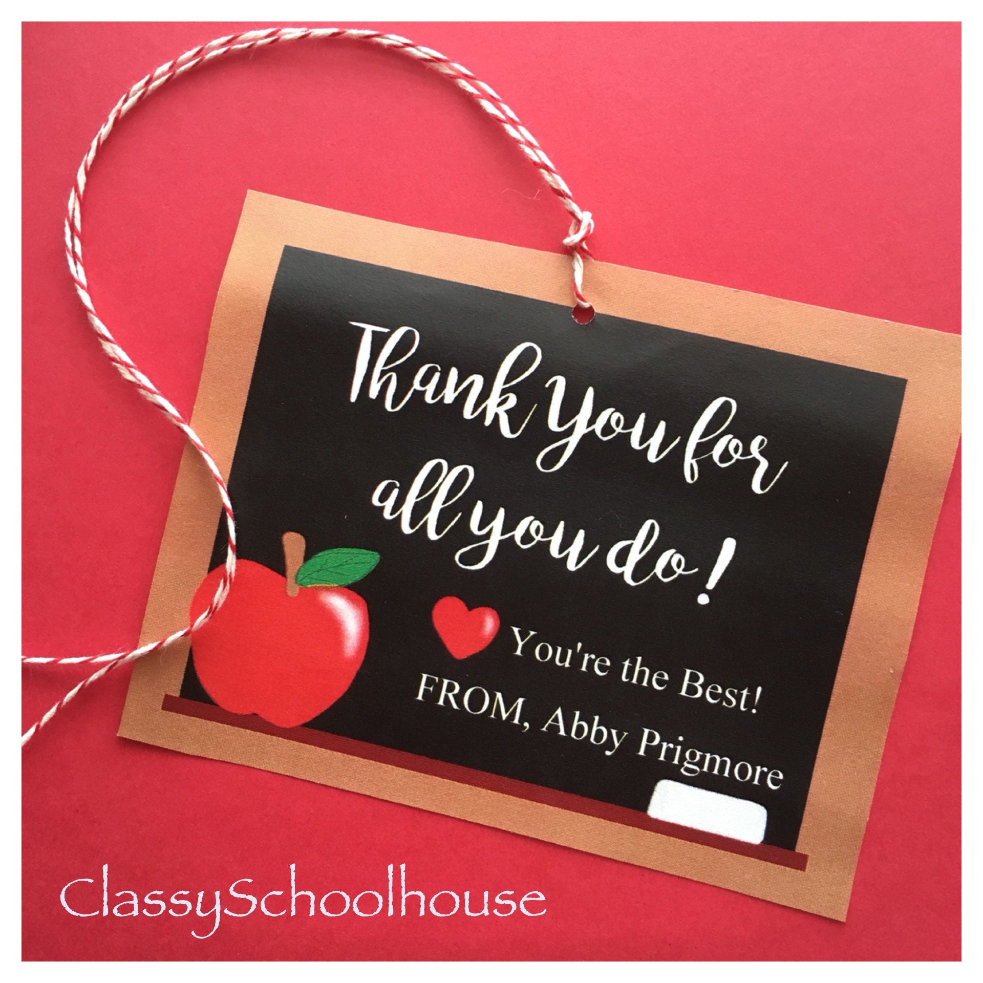 Digital Teacher Student Appreciation DIY EDITABLE Valentine Thank You Tag Pdf Instant Download School Chalkboard Valentine's Day Principal p