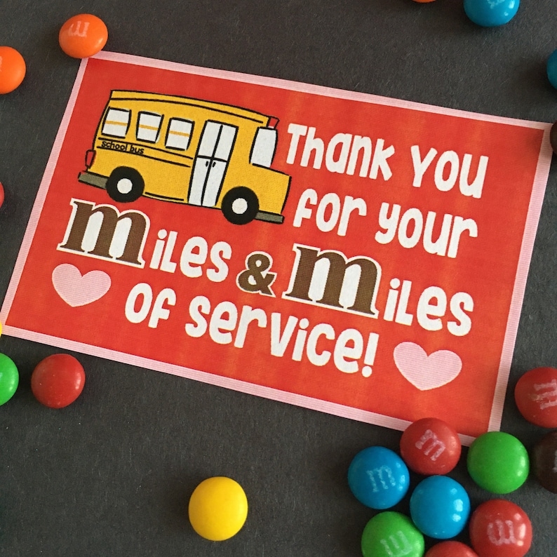 PRINTABLE Pdf Digital File School Bus Driver Appreciation Etsy