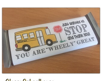 DIGITAL School Bus Candy Bar Wrapper Instant Download Pdf file Hershey Chocolate Teacher Gift Student Bus Driver Schoolbus Thank you gift