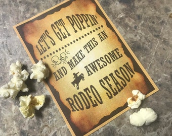 Printable DIGITAL Rodeo Popcorn Tag Get Popping Rodeo Season School Treat Gift Instant Download PDF file