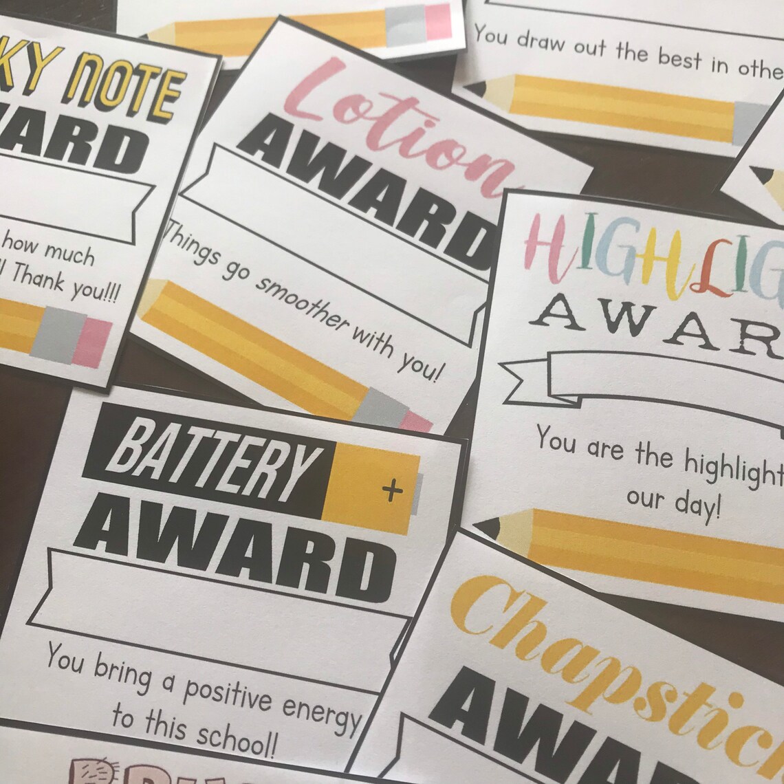 Printable DIGITAL Pdf Files Staff School Non Food Awards - Etsy