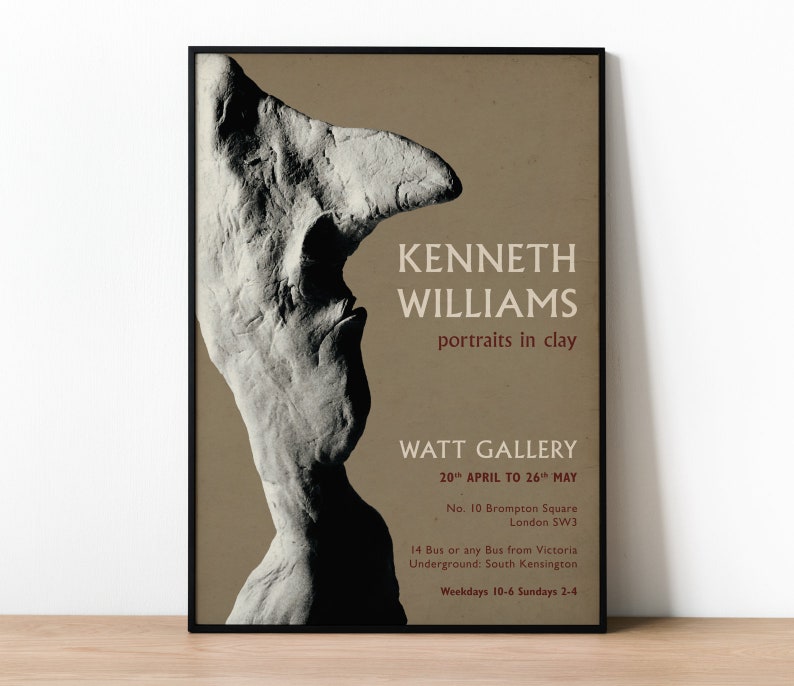 Kenneth Williams Carry On Film Actor Art Exhibition Poster, Vintage Movie Poster, Portrait Sculpture Print, Retro Style British Comedy Art image 1