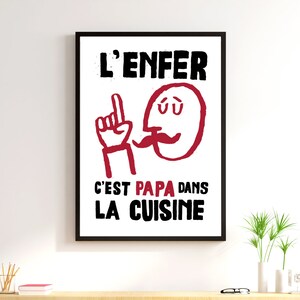 Papa Dans La Cuisine, Kitchen Wall French Style Retro Protest Poster Print, Kitchen Art, Dad, Home Decor, Gift For Cooks And Chefs, Wall Art image 4