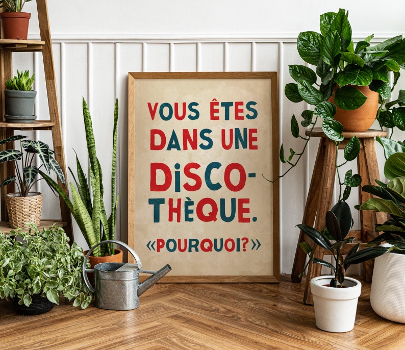 You Are In A Disco Why, French Style Retro Protest Poster Print, Vous Êtes Dans Une Discothèque Pourquoi, Disco Poster, Music Poster image 3