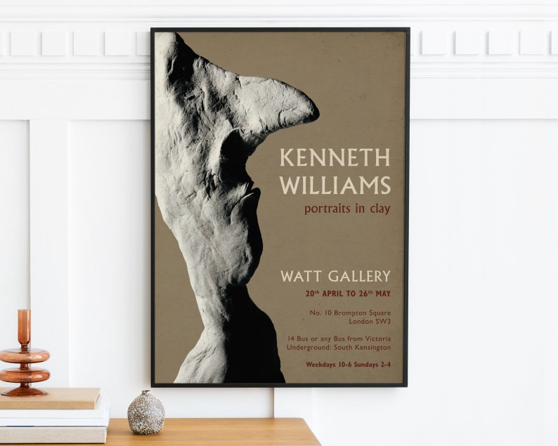 Kenneth Williams Carry On Film Actor Art Exhibition Poster, Vintage Movie Poster, Portrait Sculpture Print, Retro Style British Comedy Art image 2