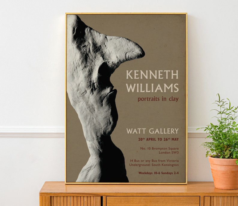 Kenneth Williams Carry On Film Actor Art Exhibition Poster, Vintage Movie Poster, Portrait Sculpture Print, Retro Style British Comedy Art image 4