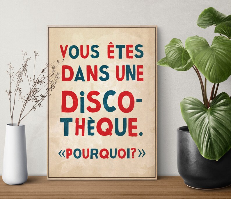 You Are In A Disco Why, French Style Retro Protest Poster Print, Vous Êtes Dans Une Discothèque Pourquoi, Disco Poster, Music Poster image 4