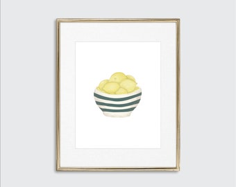 Kitchen Wall Art Decor. Unframed Food, Fruit, Lemon Art. Dining Room Art. Housewarming, Mother's Day Gift