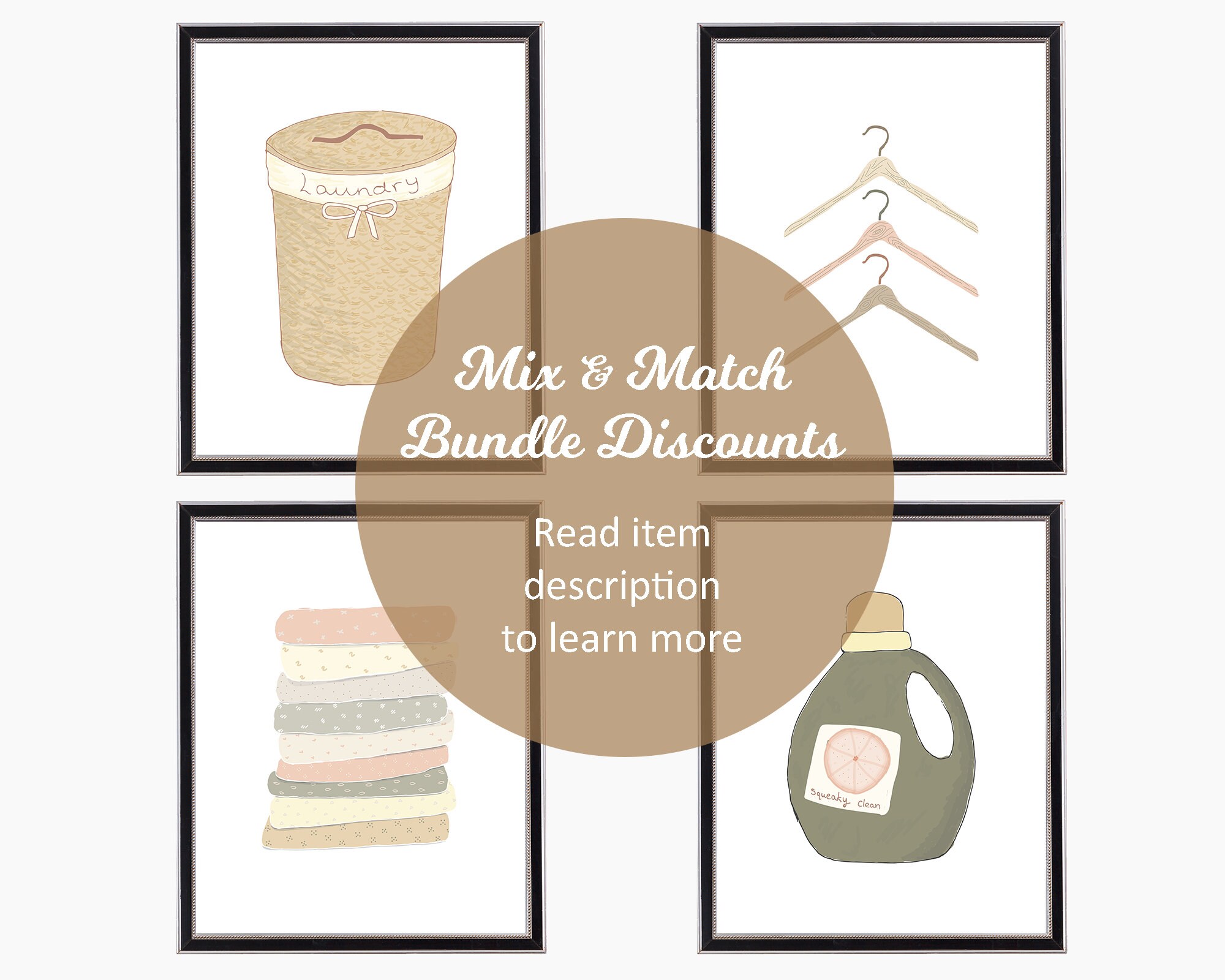 Lavandería Arte Impresión / Decoración Cesta de Color Neutral | Etsy