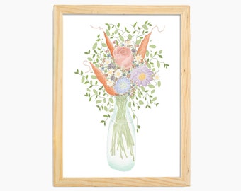 Art Print, Spring / Easter Bouquet Unframed Art, Home / Wall Decor, Plant Lover / Housewarming Gift