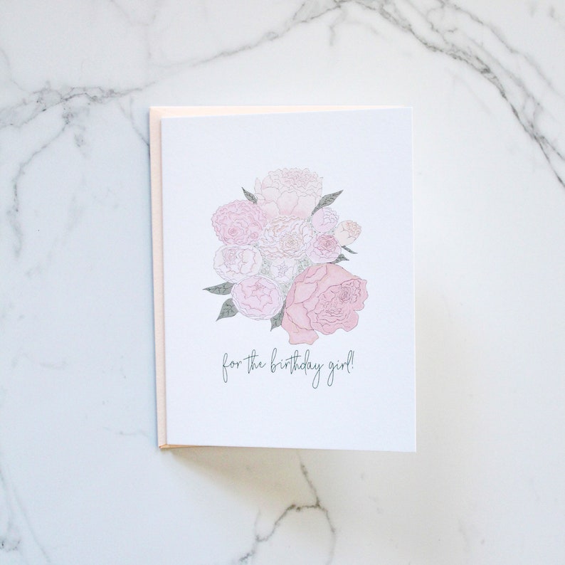 Birthday Card For Her Peony Floral Birthday Card Cute Etsy