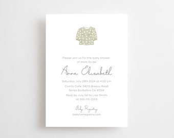 Baby Shower Invitation. Baby Sprinkle Invite. Simple Minimalist Classic Chic. Neutral Colors. Printed, Digital, Electronic