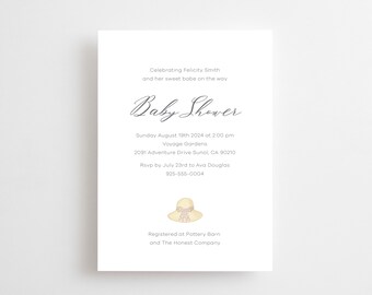 Baby Shower Invitation. Girl Baby Sprinkle Invite. Simple Minimalist Classic Chic. Neutral Color. Printed, Digital, Electronic
