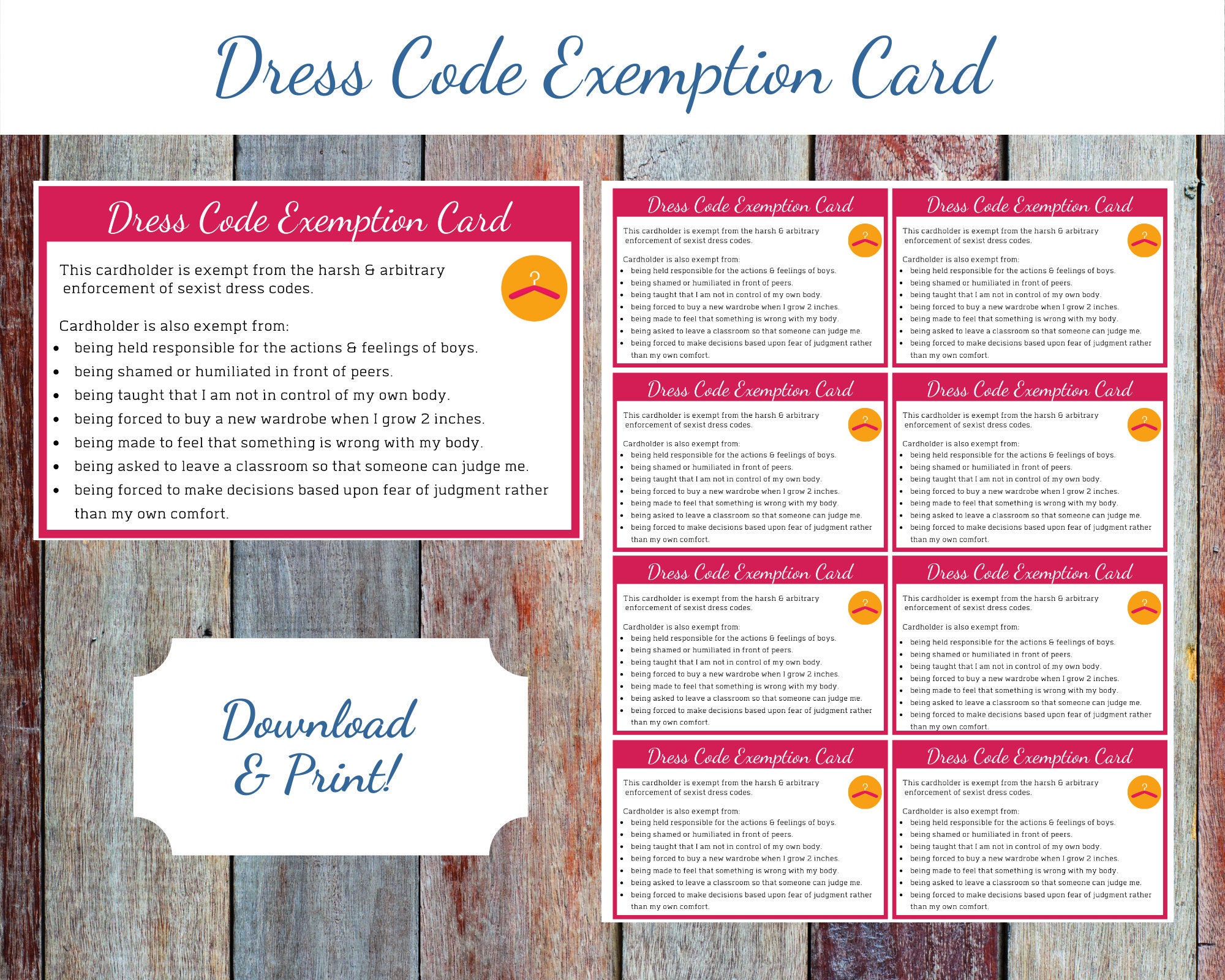 Dress Code Exemption Digital Download Printable Raising Etsy