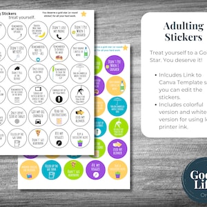 Adulting Stickers Digital Download Printable &amp; Canva Template - Planner ...