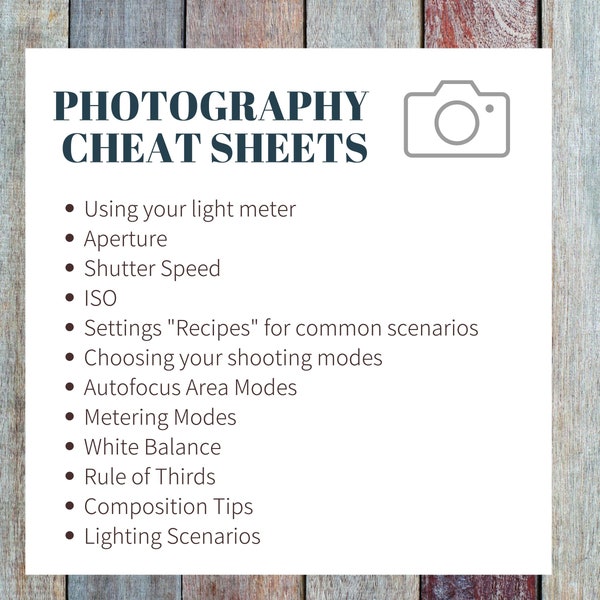 Photography Basics Cheat Sheet Digital Download