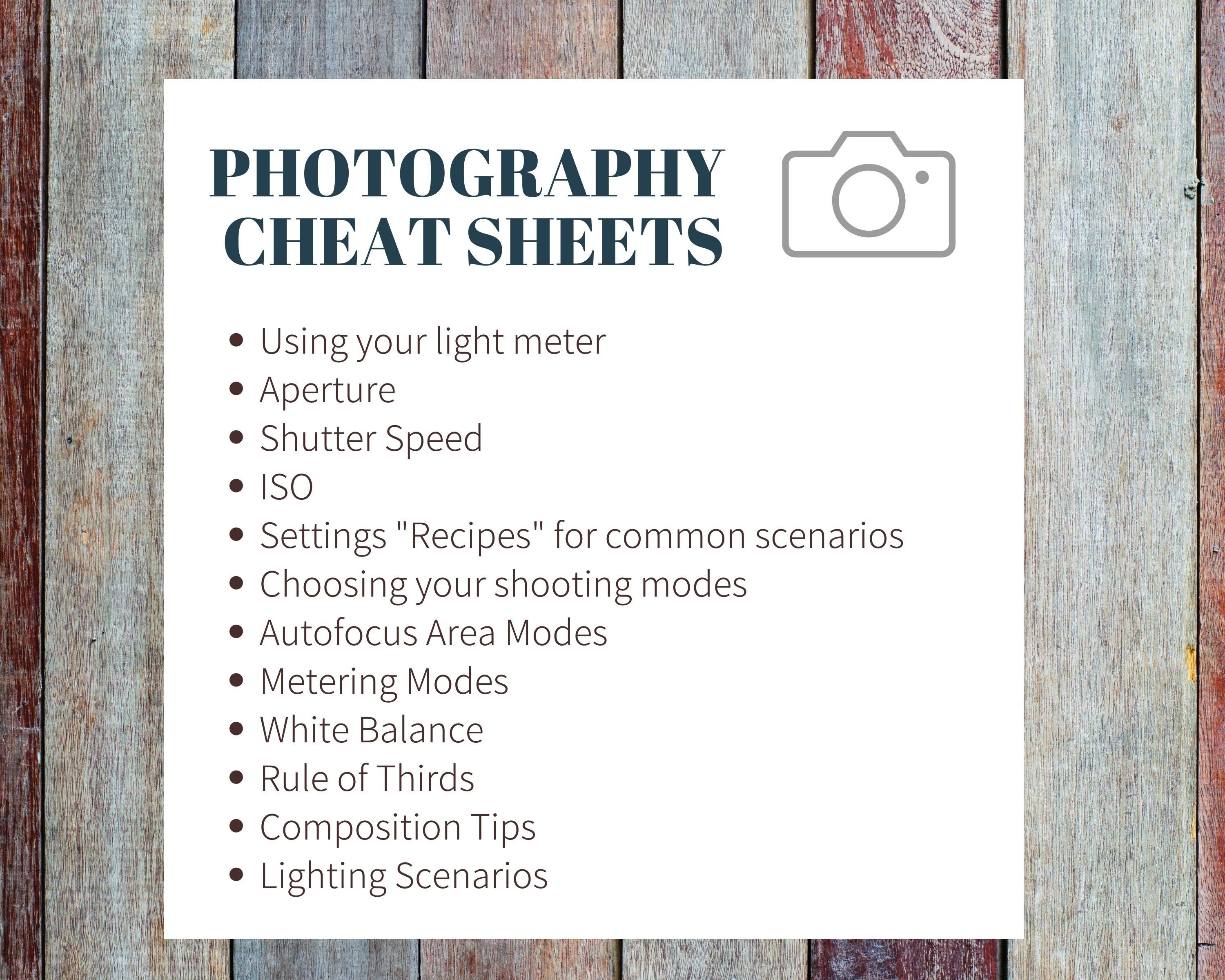 Shutter Speed Cheat Sheet