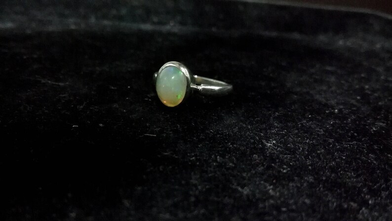 Beautiful Ethiopian Opal Engagement Ring Sterling Silver Wedding Ring