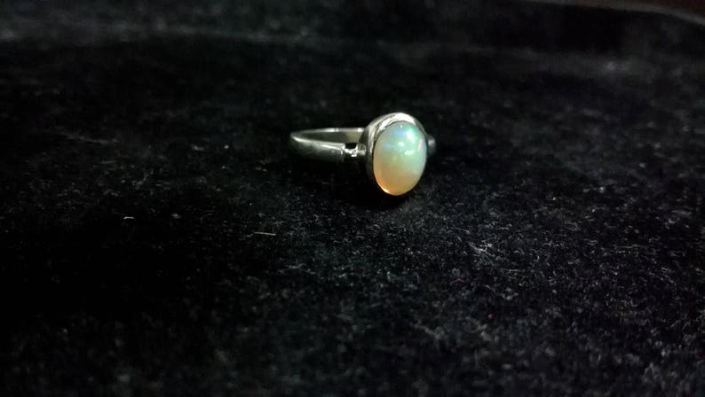 Beautiful Ethiopian Opal Engagement Ring Sterling Silver Wedding Ring