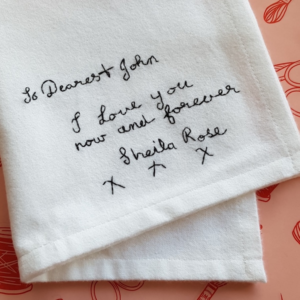 Handwritten Message Handkerchief | Hand Embroidered Personalised Handwriting Hanky | Loss of Grandparent Keepsake | Remembrance Wedding Gift