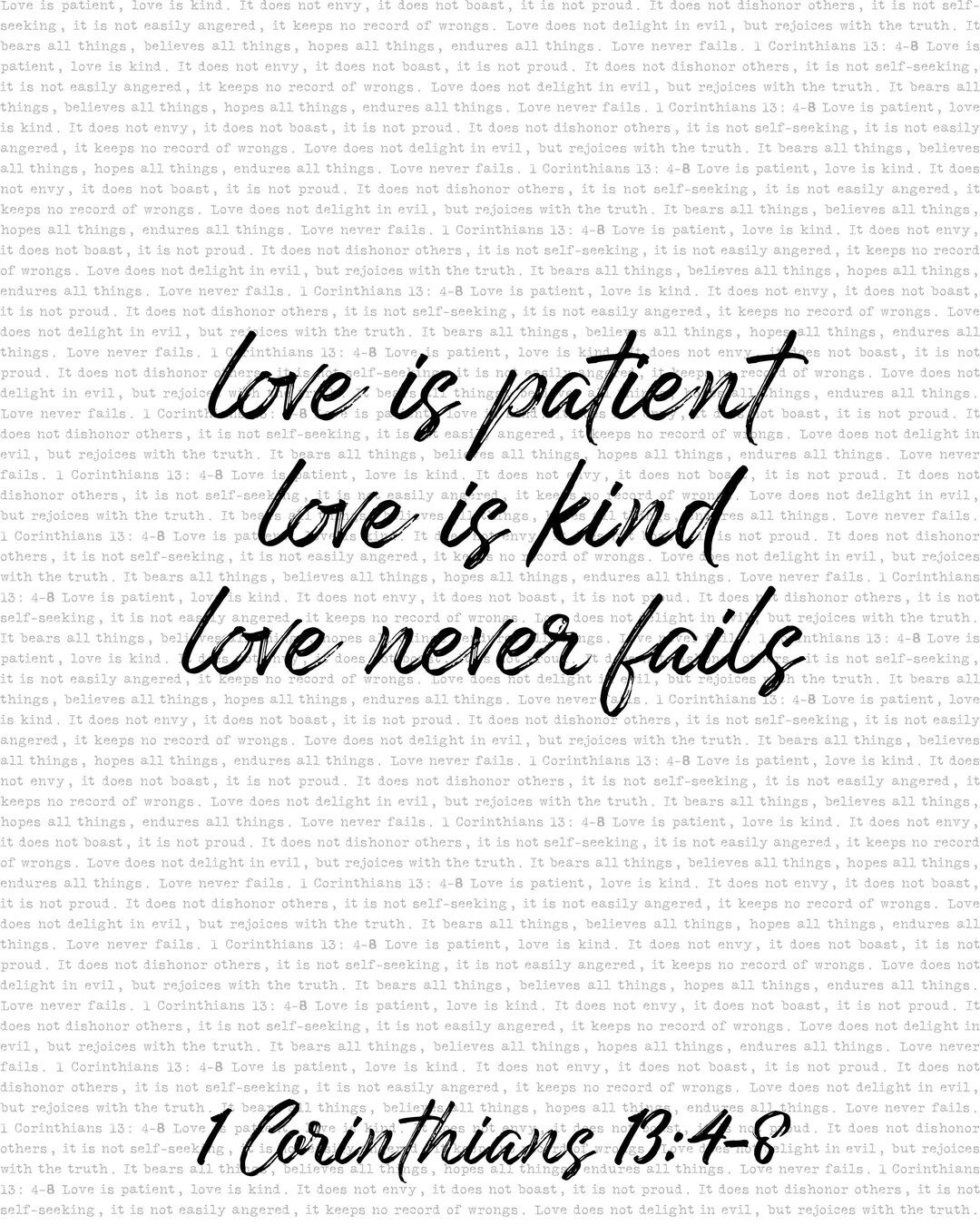 Love is Patient Love is Kind Love Never Fails Bible Verse 1 Etsy