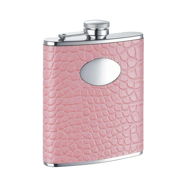 Personalized Flask for Women, 6oz Light Pink Stainless Steel Hip Flask, Bride Flask, Flasks for Bridesmaid, Maid of Honor Flask VF1179 image 1