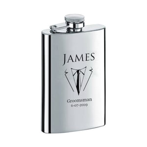 Personalized Flask, 4oz Stainless Steel Hip Flask, Flasks for Groomsmen, Groomsmen Flask, Bridesmaid Flask, Flasks for Bridesmaid - VF1158M