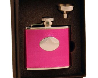 Personalized Flask for Women, 4oz  Hot Pink Stainless Steel Hip Flask Set, Flasks for Bridesmaid, Maid of Honor Flask - VSETAO1-1106