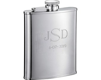 Flask Personalized, 6oz Edge High Polish Stainless Steel Hip Flask Engraved, Groomsmen Flask, Birthday Gift, Flasks for Groomsmen - VF1133