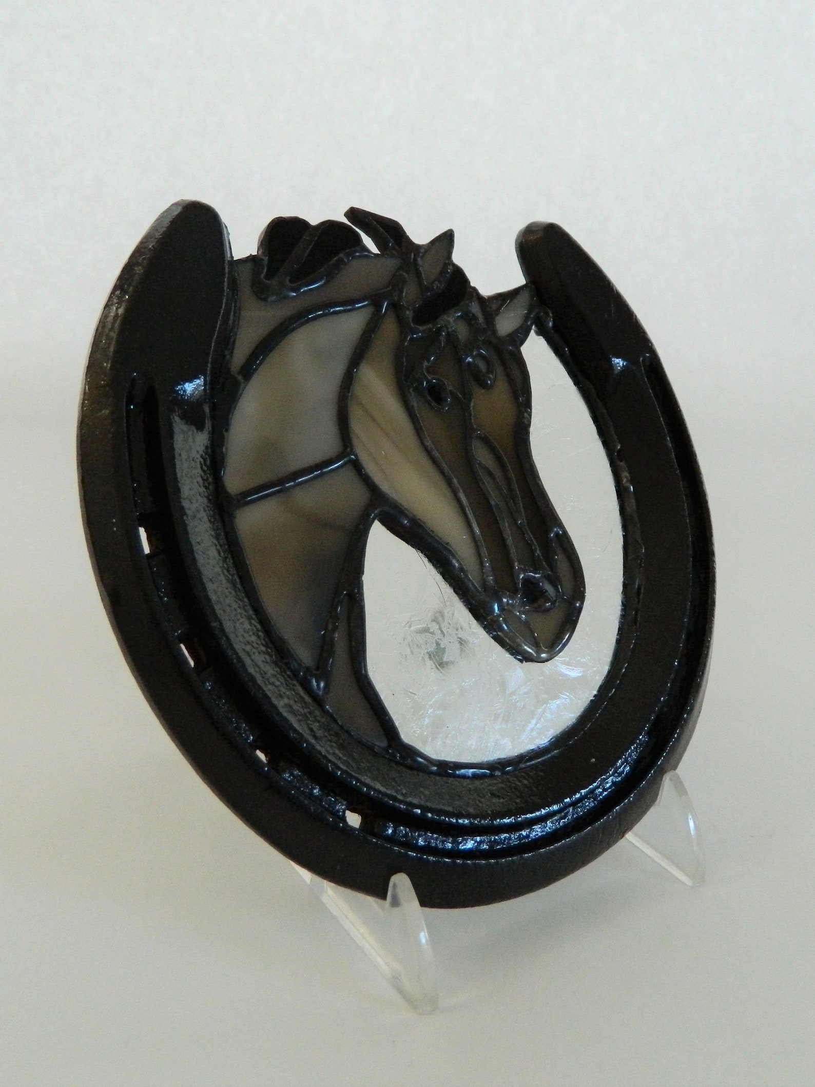 Custom Stained Glass Horseshoe Portrait // Stained Glass Horse Etsy