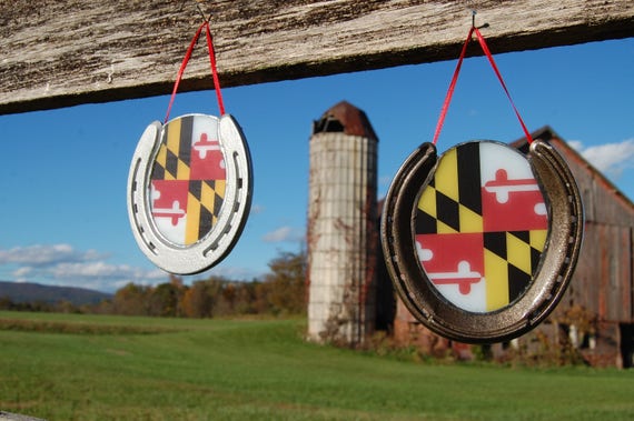 Maryland Flag Horseshoe Stained Glass Horseshoe Etsy