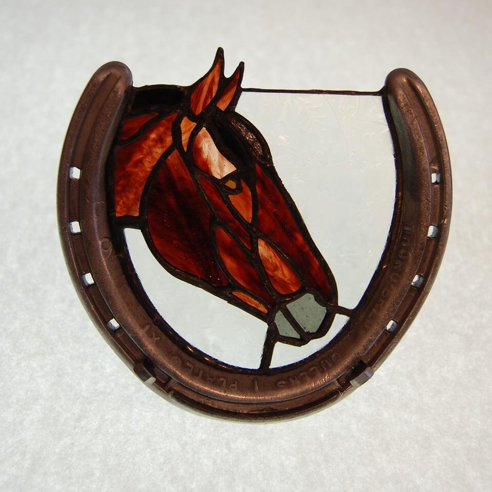 Custom Stained Glass Horseshoe Portrait // Stained Glass Horse Etsy