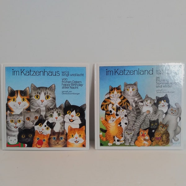 2001 Gisela Buomberger Book | Im Katzenhaus | Im Katzenland | Cat Art Book | Collectible Cat Book | Cat Illustration Book | Gisela Buomberge