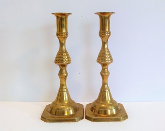 9" 2 Lbs Brass Candle Holders | Vintage Brass Candlestick Holders | 2 Solid Brass Candle Holders