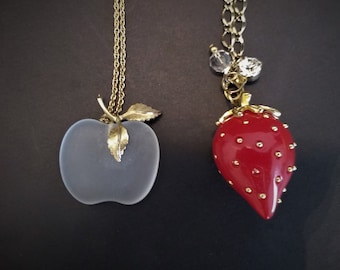 Vintage Avon Strawberry Necklace | Vintage Avon Apple Necklace | Vintage Strawberry Pendant | Large Strawberry Pendant | Vintage Strawberry